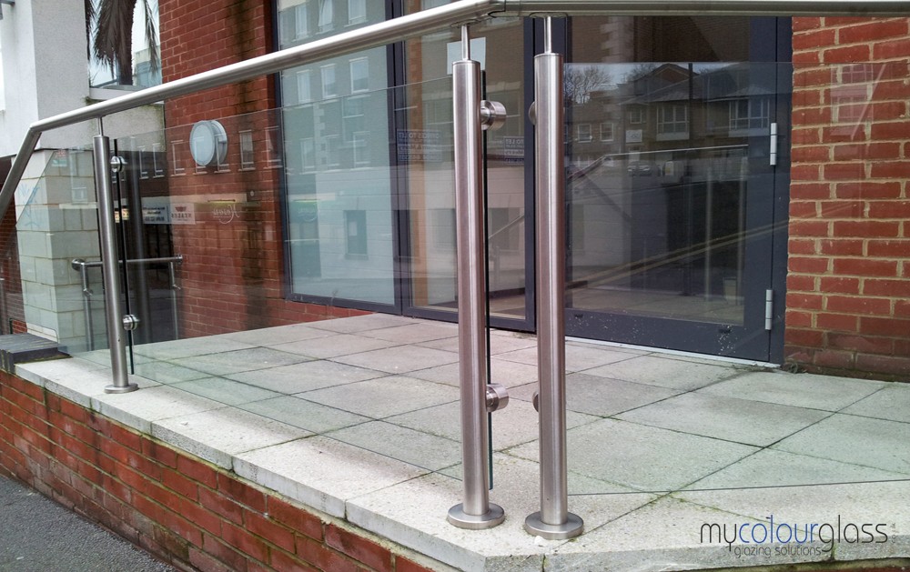 Stainless steel posts and glass balustrade