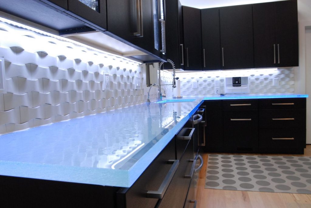 glass kitchen top design