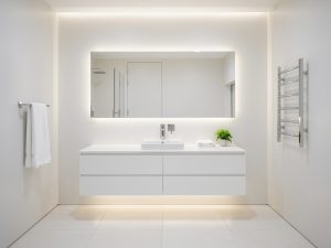 frameless wall mirror bathroom