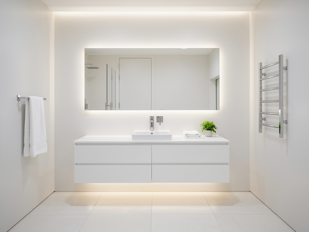 frameless wall mirror bathroom