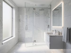 Frameless shower screen walk in enclosure