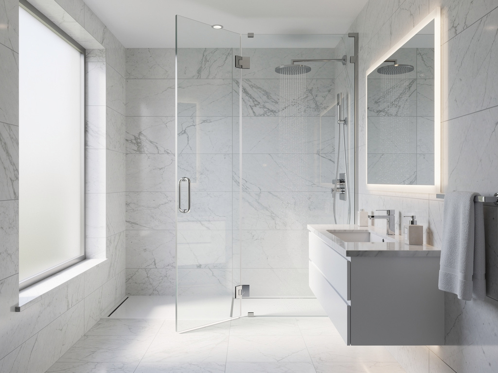 Frameless shower screen walk in enclosure